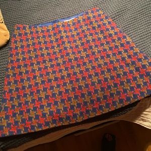 Biden wool skirt! Worn once. Blue, red and mustard gold color houndstooth print.